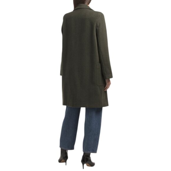 MAGARI Dark Green Made In Italy Wool Blend Solid Coat - Picture 2 of 6